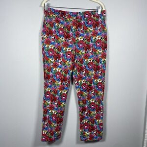 Boden Wild Poppy Highgate Sateen Straight Leg Cropped Ankle Pants Red Floral 10P